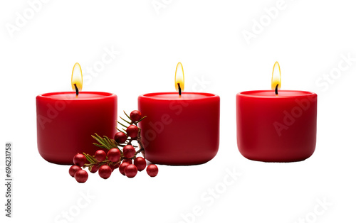 A Collection of Beautifully Lit Christmas Candle Holders Isolated on Transparent Background PNG.