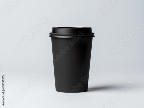 A smooth black paper cup on white background