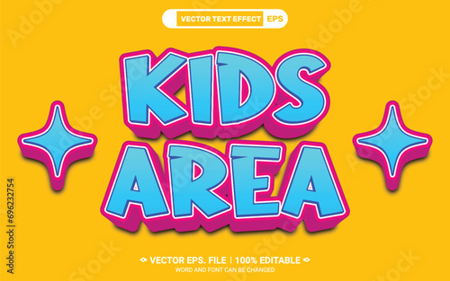 Kids area cartoon text style 3d editable vector text effect