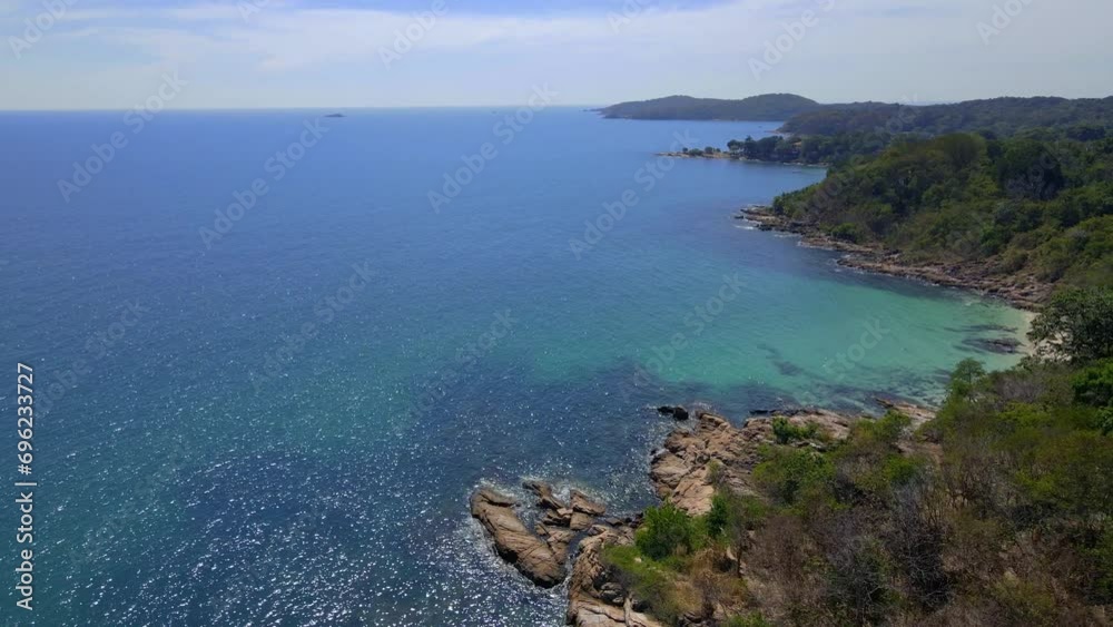Aerial drone view at the tropical island Koh Samet Thailand, view from above at a tropical beach in Thailand Koh Samed, tropical bay with a turqouse colored ocean Aerial drone view at the tropical island Koh Samet Thailand, view from above at a tropical beach in Thailand Koh Samed, tropical bay with a turqouse colored ocean