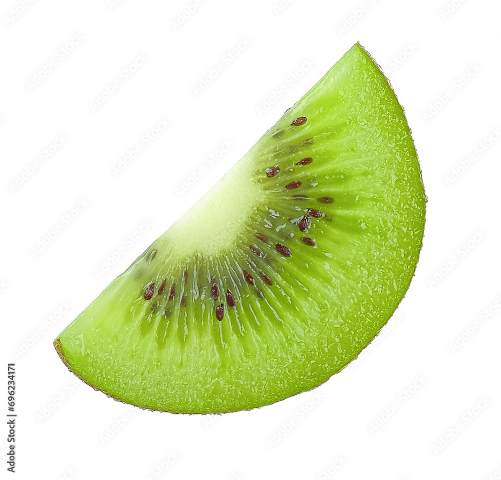 Slice of kiwi fruit isolated on white background - obrazy, fototapety, plakaty 