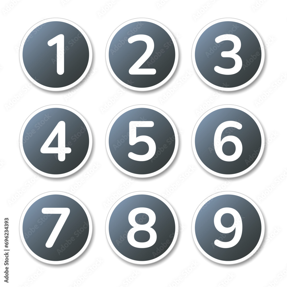 Set of numbers from 1 to 9 icon vector. Number Set vector illustration. Set of numbers from 1 to 9 icon vector. Number Set vector illustration.
