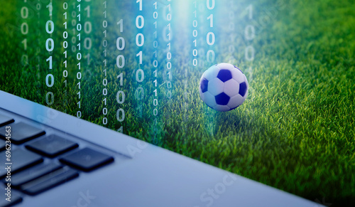 Digital technology in football and soccer team manager tactics analysis, online sport betting concept
 photo