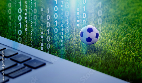 Digital technology in football and soccer team manager tactics analysis, online sport betting concept 