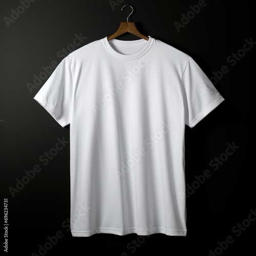 Men's women's oversized cotton T-shirt in white on a dark background. Mock up for design or branding