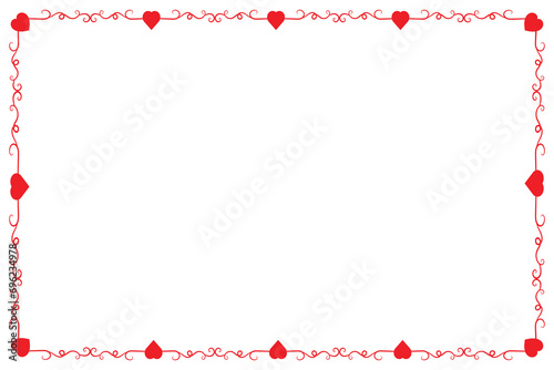 Heart Swirl Romantic Love ornaments isolated border layout, red hearts ornate award frame border, Valentine Day Card Border Square frame design, decorative heart rectangle frame vector element