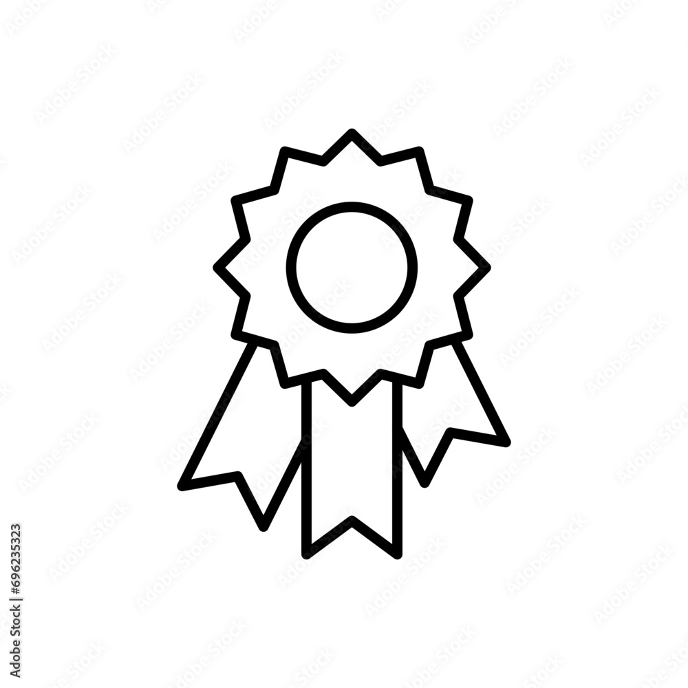 Ribbon badge outline icons, award minimalist vector illustration ,simple transparent graphic element .Isolated on white background