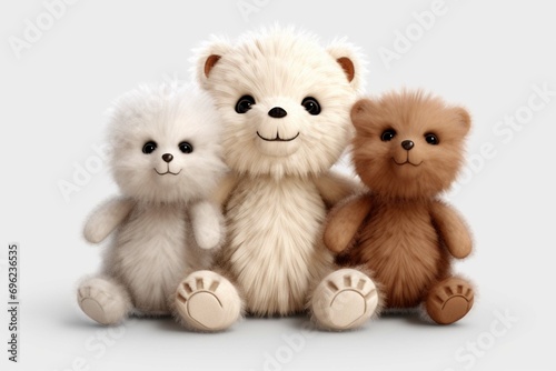 Cutout set of 3 stuffed animal toys isolated background © Jasmeen