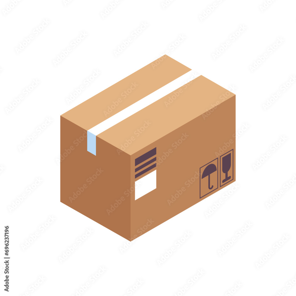 Vector parcel carton box vector container package paper box flat cartoon design isolated on white Vector parcel carton box vector container package paper box flat cartoon design isolated on white