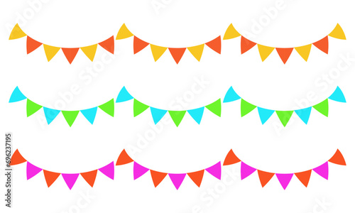 Vector pennant banner garland. hanging multicolor triangle flags. colorful festival party bunting