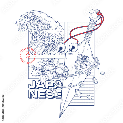 Japanese icon illustration t shirt design