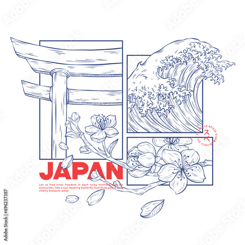 Japanese icon illustration t shirt design