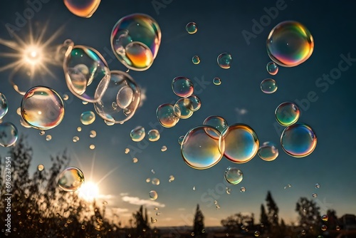 soap bubbles in the air