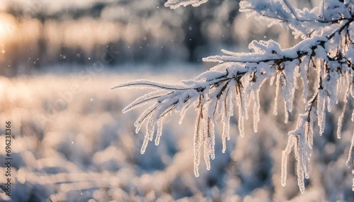 frost covered branches generated Ai