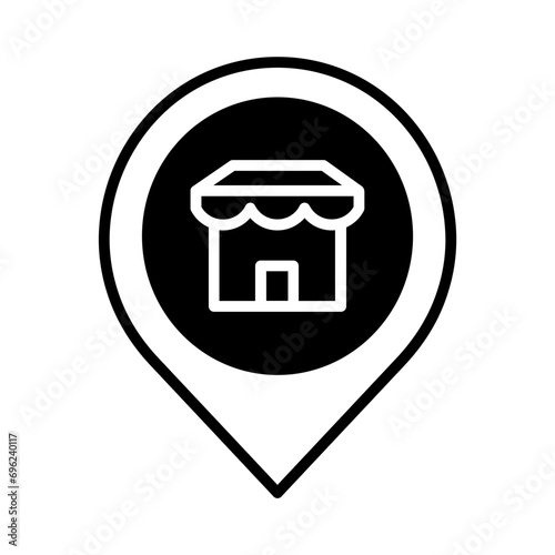 shop location solid glyph icon illustration