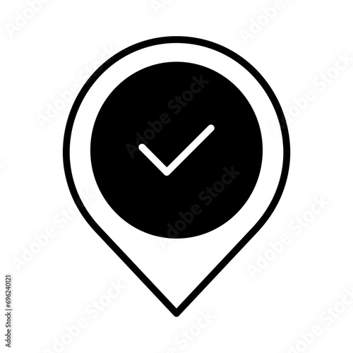 Approved pin solid glyph icon illustration