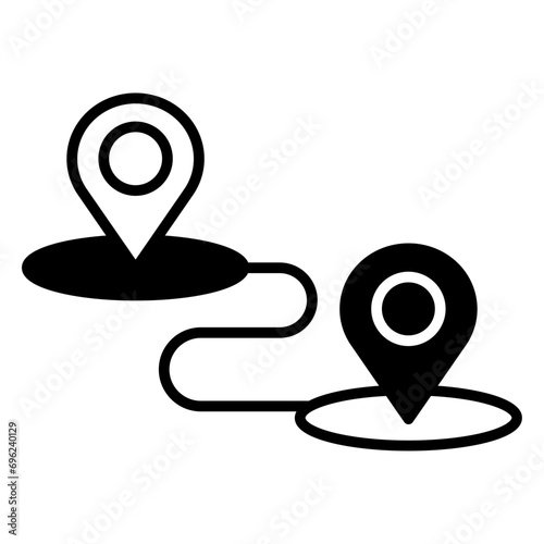 navigate map solid glyph icon illustration