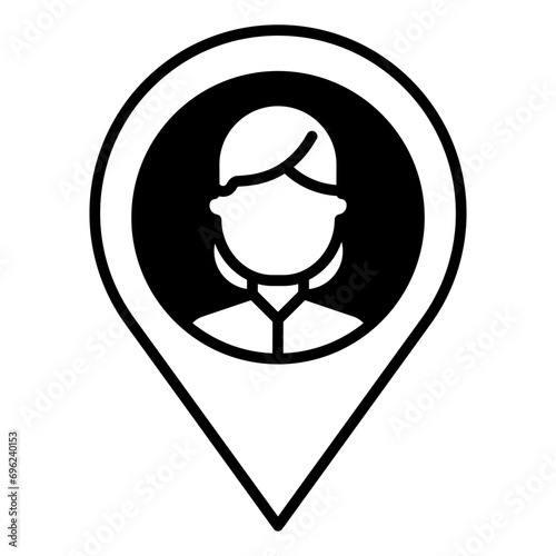 User map solid glyph icon illustration