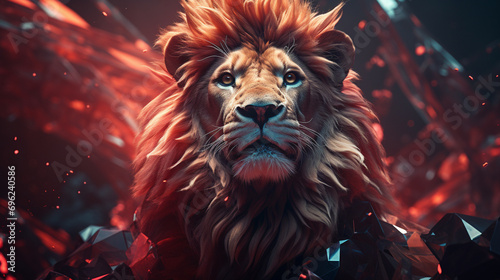 lion in the night HD 8K wallpaper Stock Photographic Image 