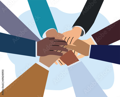 businessman and teamwork or diverse hands reaching for unity