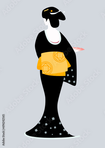 Traditional Japanese Illustration｜伝統的なイラスト|
美しい芸妓さん｜背景あり