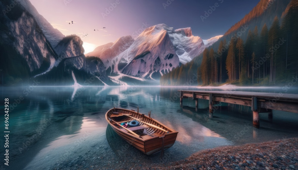 Serene Alpine Lake at Dawn