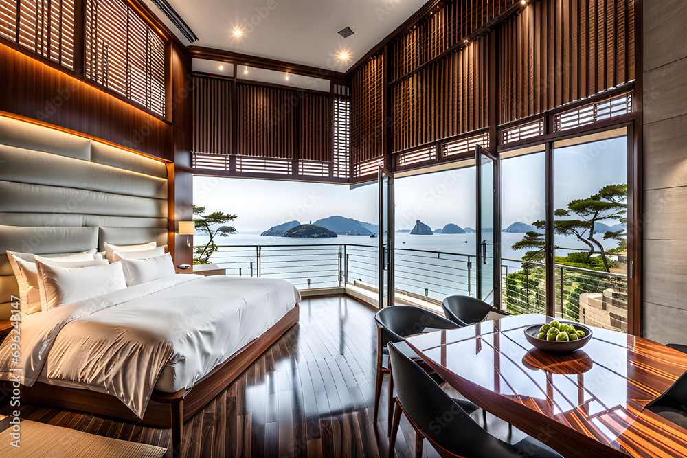 Naklejka premium Interior view of a vacation hotel resort