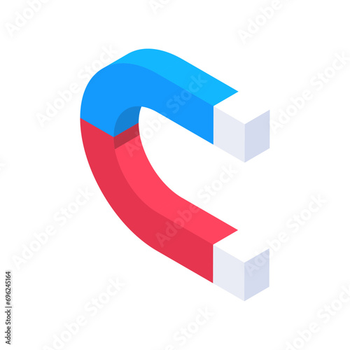 Vector magnet icon isometric of magnet vector icon for web design isolated on white background