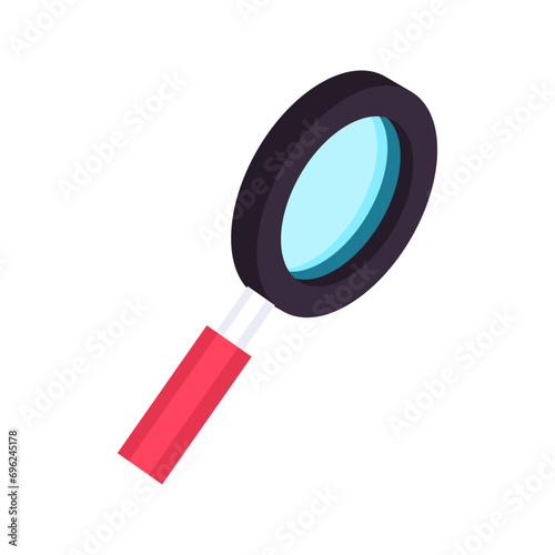 Vector magnifying glass in flat style on white background