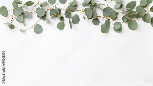 Eucalyptus Branches And Leaves On wooden