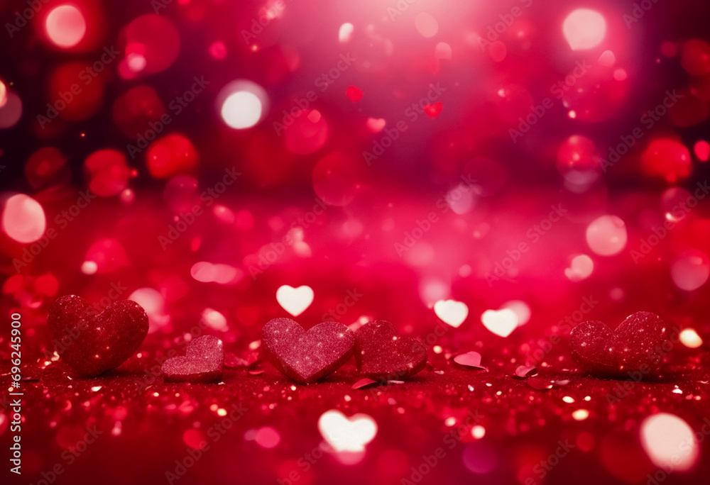Scintille d'Amore- Sfondo Panoramico per San Valentino con Luci Bokeh Rosse