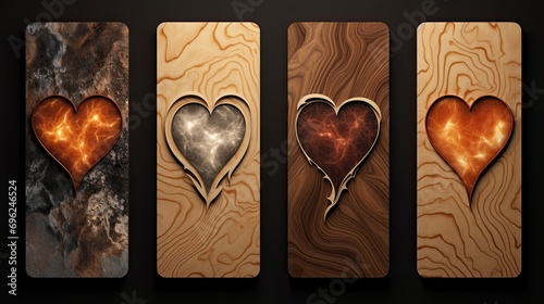 Heart-shaped Clocks & Wooden Heart Coasters Set of 4 photo