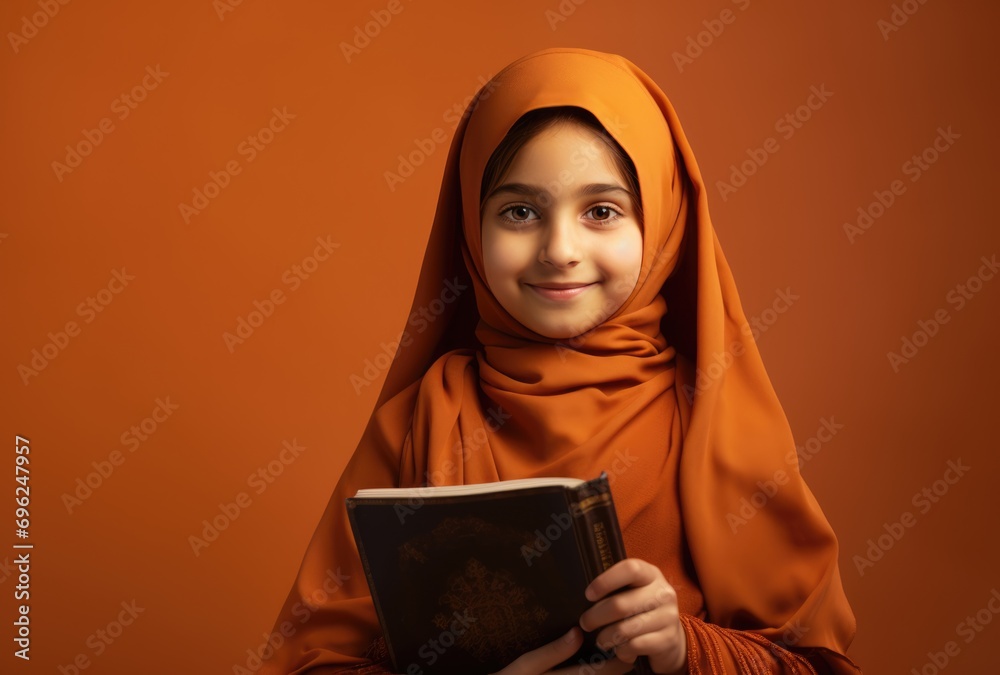 A Young Muslim Woman in a Headscarf Reading a Book A Young Muslim Woman in a Headscarf Reading a Book
