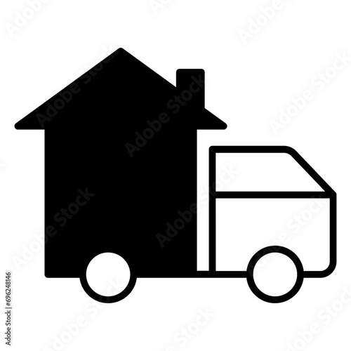 moving home solid glyph icon illustration