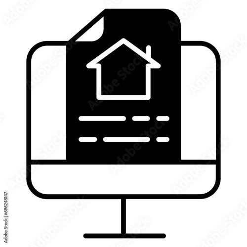 On home search solid glyph icon illustration