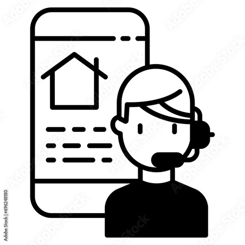 service center call solid glyph icon illustration
