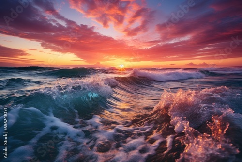 Ocean embrace sunset magnificence  beautiful sunrise image