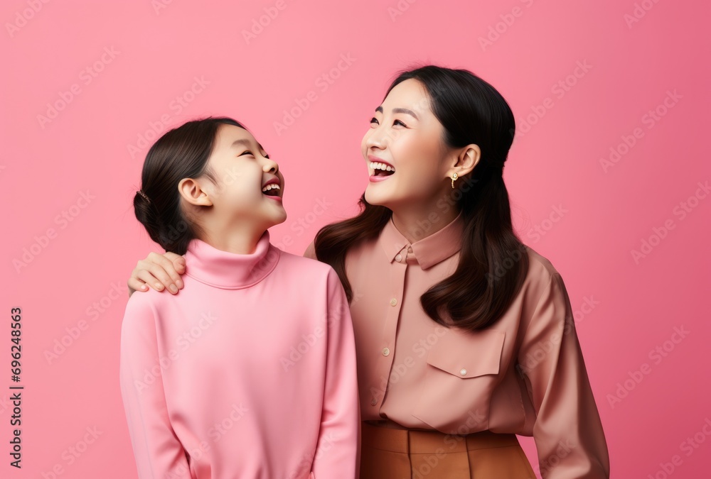 Mother and daughter laughing together Mother and daughter laughing together