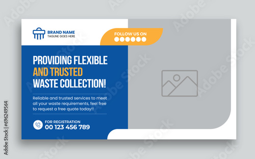 Junk Removal youtube thumbnail and web banner template design,  garbage web banner template