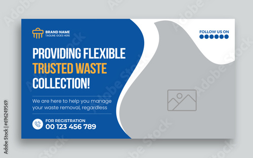Junk Removal youtube thumbnail and web banner template design,  garbage web banner template