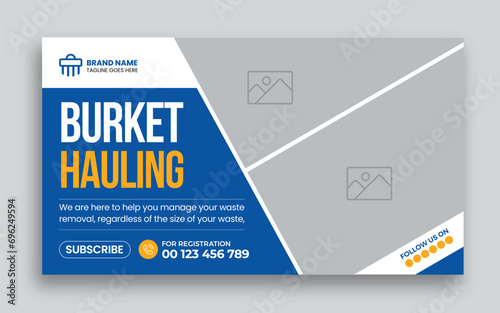 Junk Removal youtube thumbnail and web banner template design,  garbage web banner template