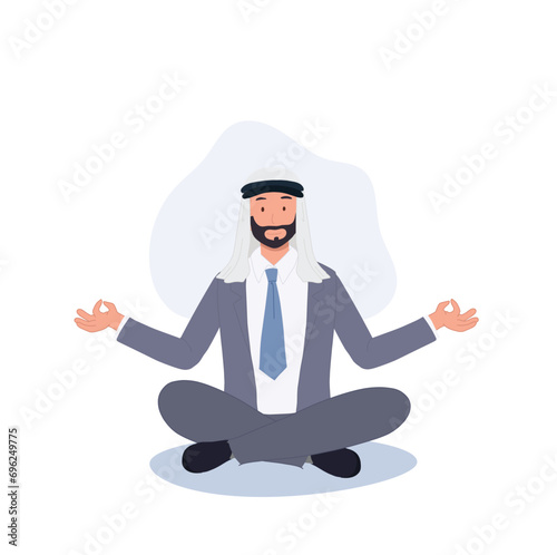 Mindfulness concept.  Arab Businessman is Meditating