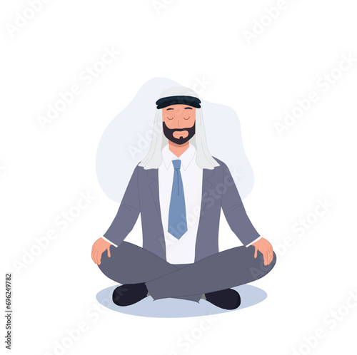 Mindfulness concept.  Arab Businessman is Meditating