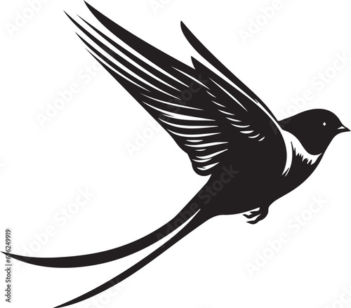Black Swallow Silhouette on white background