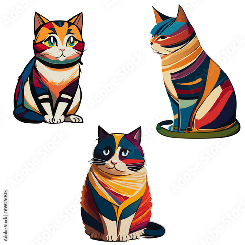 Set bunte abstrakte Vektor Katzen