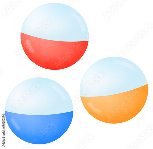 カラフルなガチャガチャのカプセルの3つセット