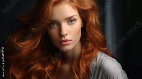 Captivating redhead with a seductive gaze, showcasing her unique style.