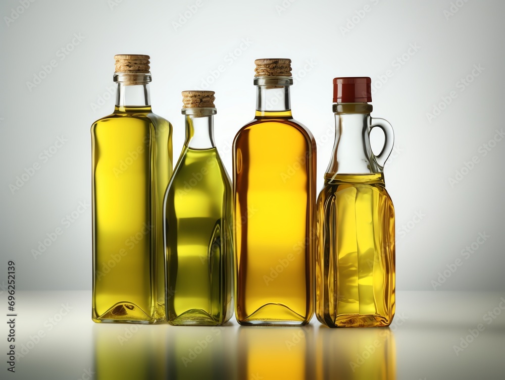 realistic variety of vegetables oil bottles