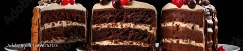 A tempting layered chocolate cake with thick frosting