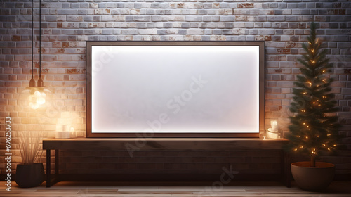 blank horizontal frame mockup, Lighting, in living room